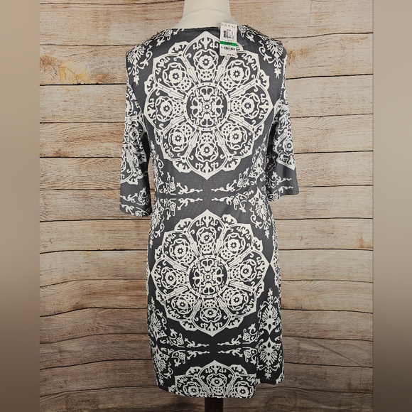 INC International Concepts NWT Rhinestone Collar Gray Paisley Dress Size Large - Picture 5 of 5